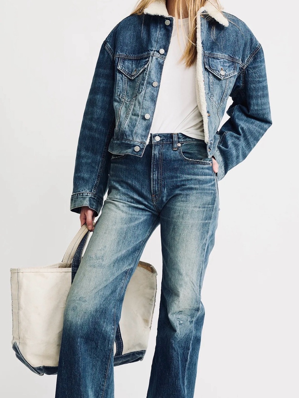 Denimist Dena Jean Esther Blue High-Rise Flare Jeans in Washed Blue